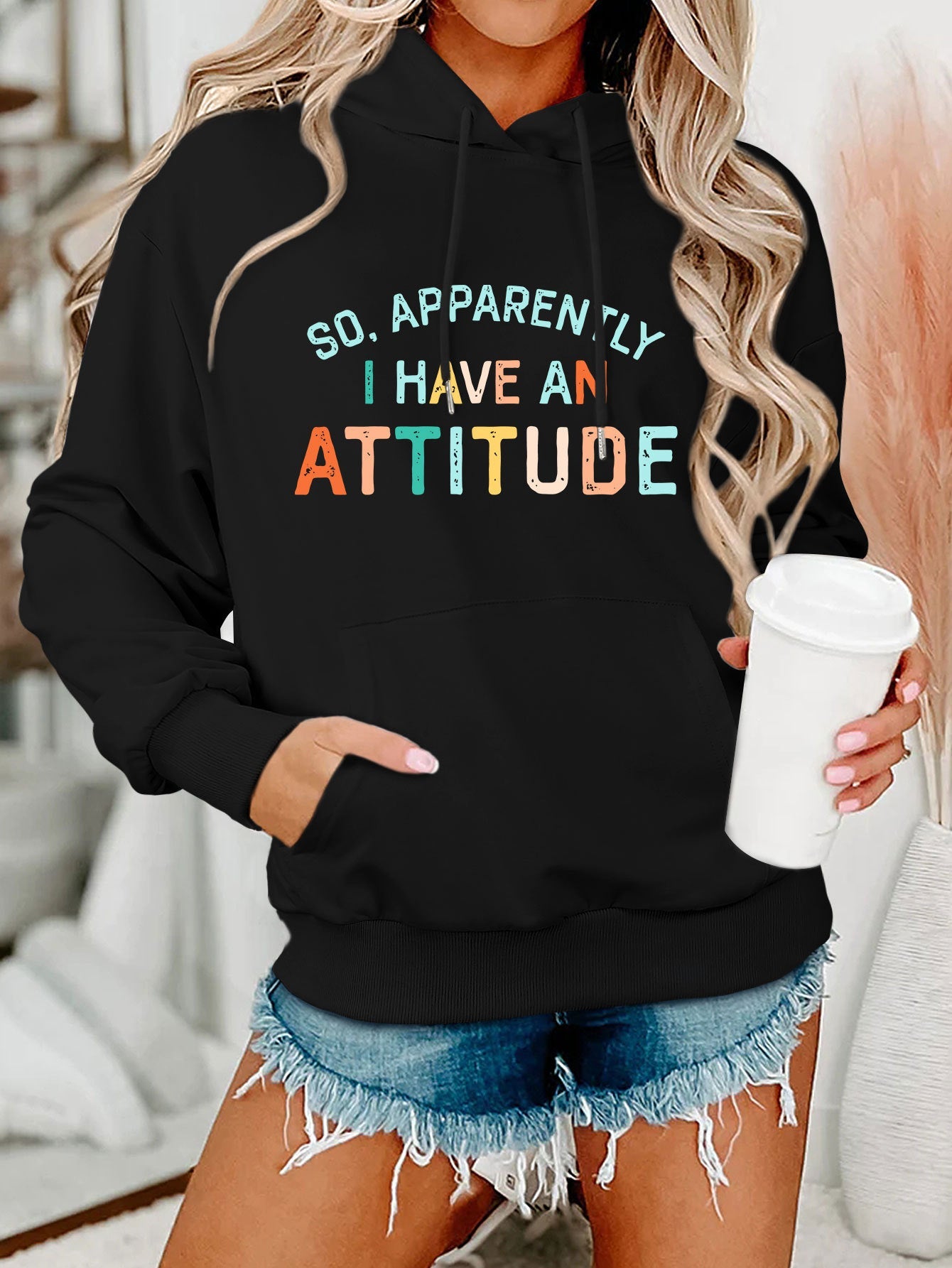 Damen Kapuzenpullover Lässig Mit Schriftzug Norvielle