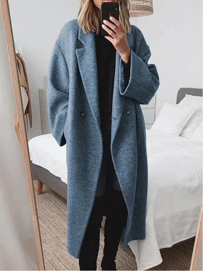 Damen Wollmantel Oversized Doppelknopfleiste Norvielle