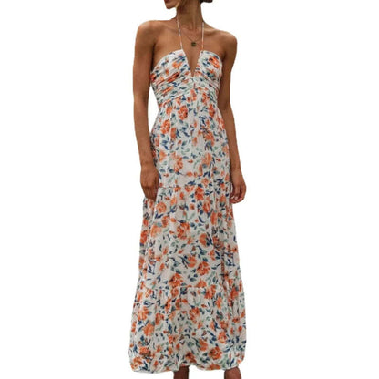 Damen Maxikleid V-Ausschnitt Raffung Norvielle