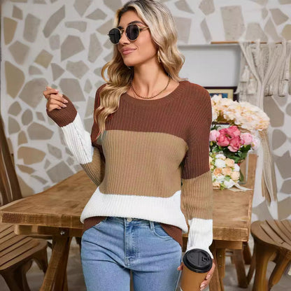 Damen Strickpullover Modernes Blockdesign