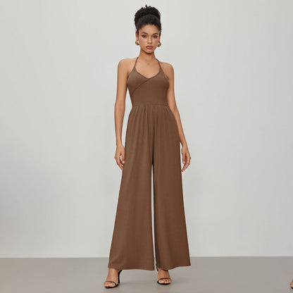 Damen Jumpsuit V-Ausschnitt Lockeres Jersey Norvielle
