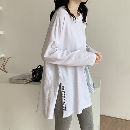 Damen Oversized-Shirt Längeres Design Mit Seitenschlitzen Schwarz - Norvielle