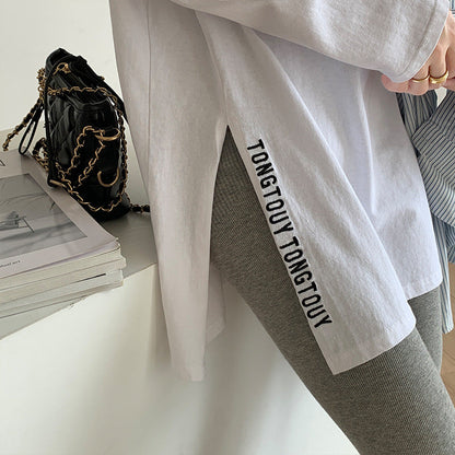 Damen Oversized-Shirt Längeres Design Mit Seitenschlitzen