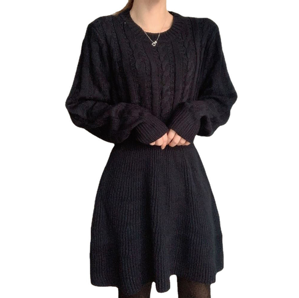 Damen Strickkleid Zopfmuster Figurbetonend Norvielle