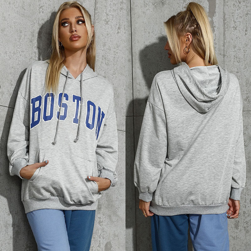 Damen Kapuzenpullover Oversized mit Schriftzug