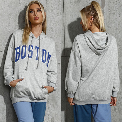 Damen Kapuzenpullover Oversized mit Schriftzug