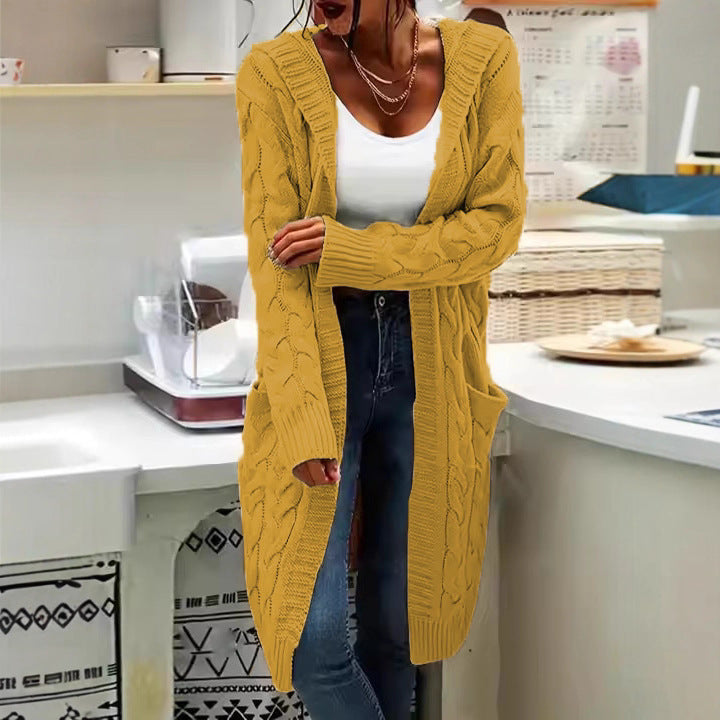 Damen Cardigan Grosstrick Kabelmuster Beige