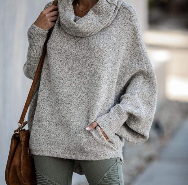 Damen Rollkragenpullover Weite Ärmel Norvielle