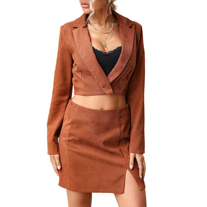Damen Blazer Set Cropped Rock Elegant Norvielle
