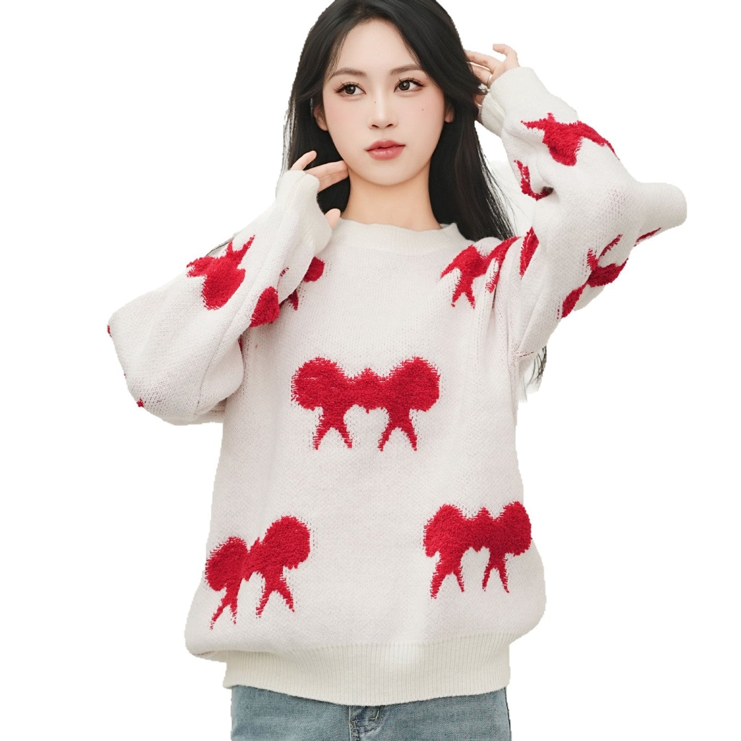 Damen Grobstrickpullover Tiermotiv Lässig Norvielle