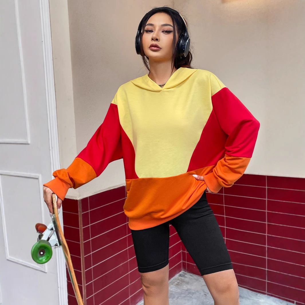 Damen Kapuzenpullover Bunt Farbblockdesign Norvielle