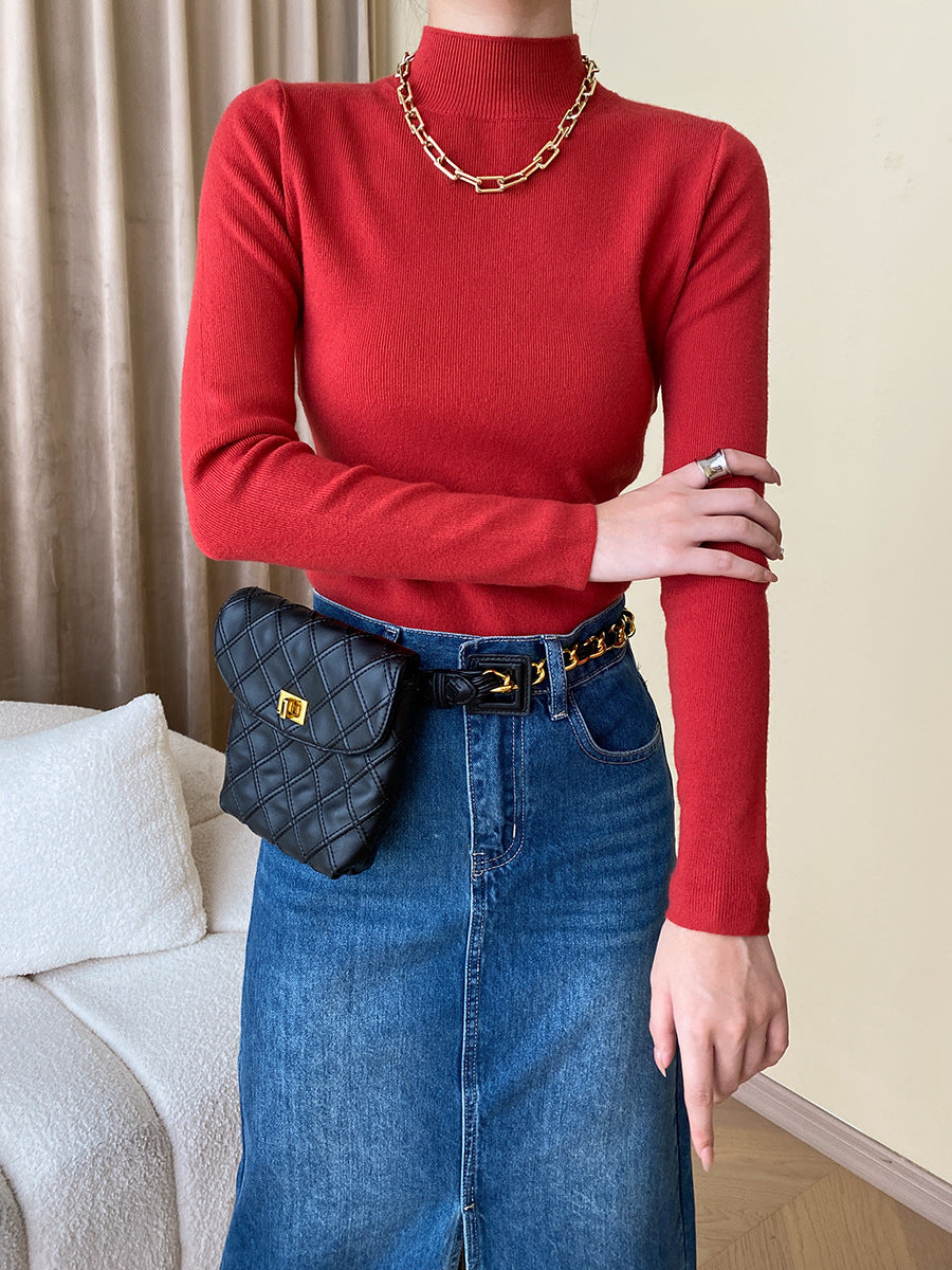 Damen Feinstrickpullover Hochkragen Norvielle