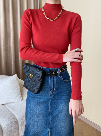 Damen Feinstrickpullover Hochkragen Norvielle