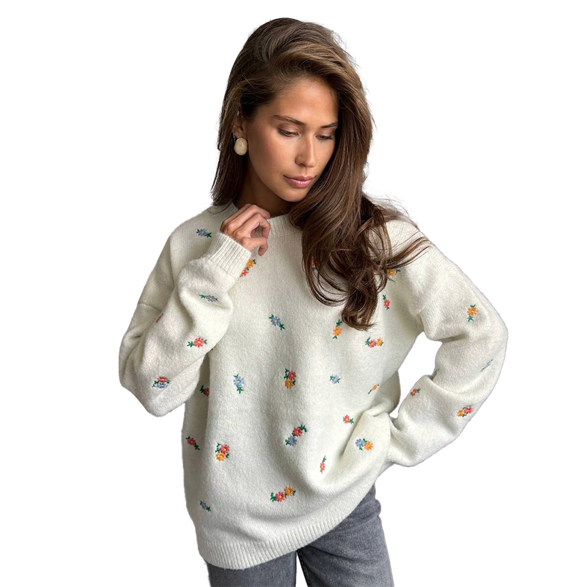Damen Überwurf Weiches Baumwoll-Material Florales Muster Elastischer