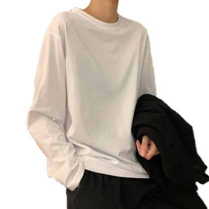 Damen Langarmshirt Baumwolle Klassisch Weiß