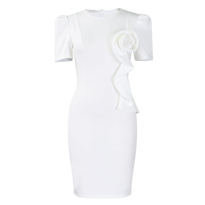 Damen Figurkleid Rüschenapplikation Norvielle
