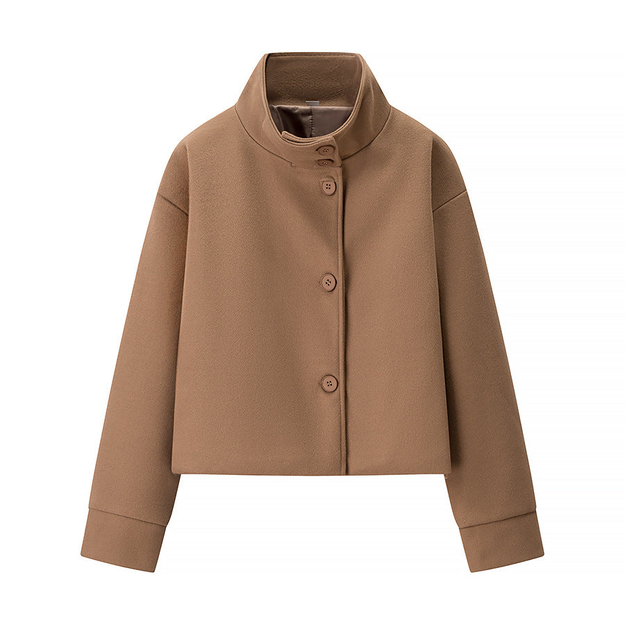 Damen Kurze Übergangsjacke Norvielle Hochkragen Dekorative Knöpfe
