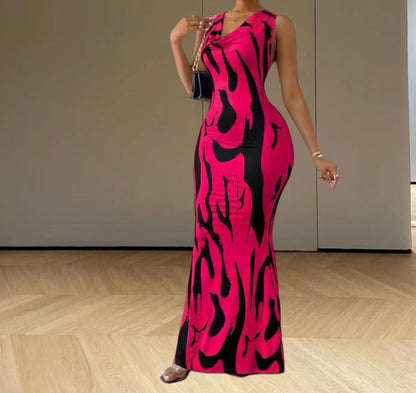 Damen Maxikleid Figurbetont Trendmuster Norvielle