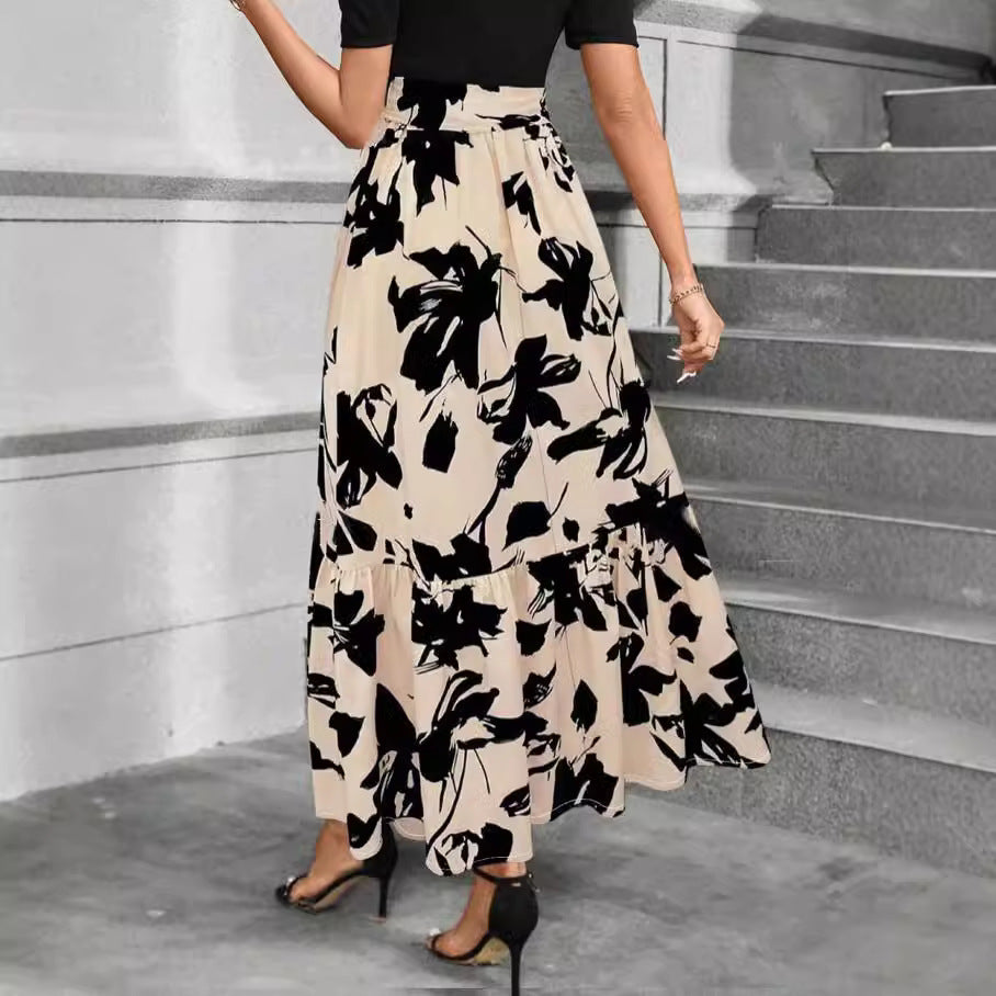 Damen Maxirock Voluminöser Schnitt Florales Design Norvielle