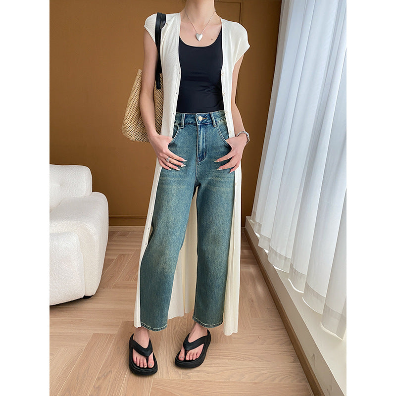 Damen High-Waist Jeans Nachhaltige Baumwolle Lässiger Schnitt
