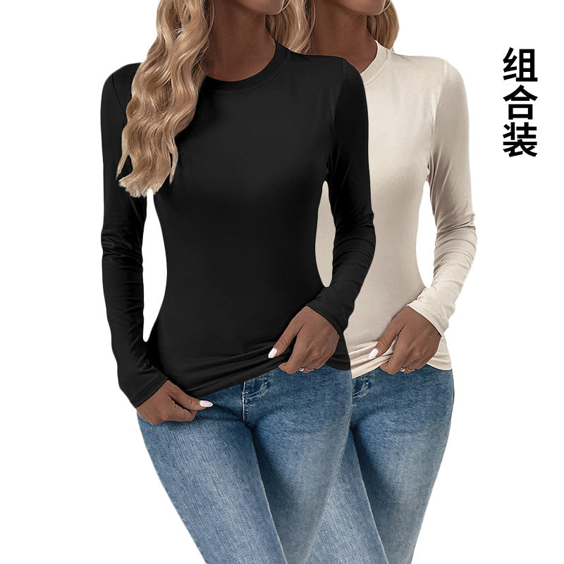 Damen Langarmshirt Rundhalsausschnitt Figurbetonter Schnitt Norvielle - Norvielle