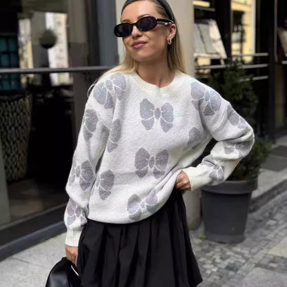 Damen Strickpullover Floralmuster Weich Norvielle