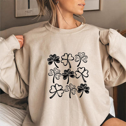 Damen Sweatshirt Kleeblatt-Motiv Norvielle