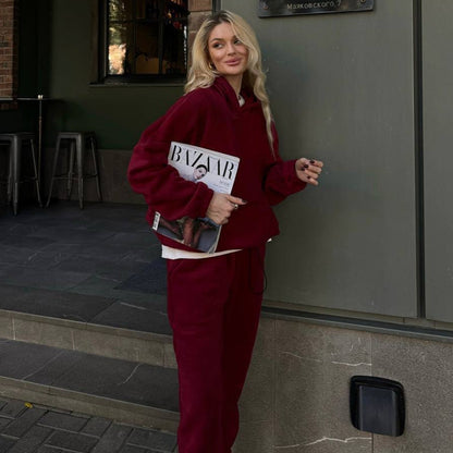 Damen Fleece-Jogginganzug Hochbündig Mit Taschen Norvielle