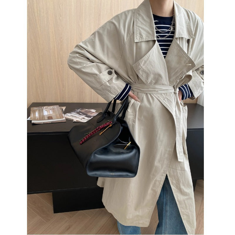 Damen Oversized Trenchcoat mit Taschen und Gürtel Norvielle