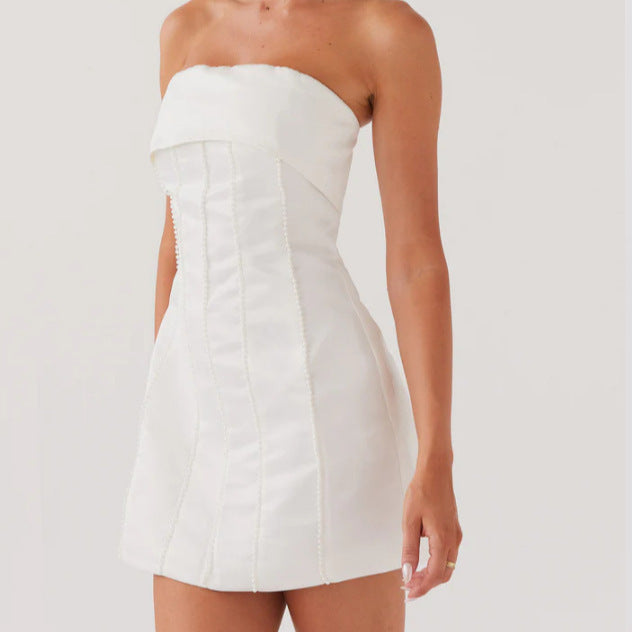 Damen Cocktailkleid Schulterfrei Elegant Tailliert Norvielle