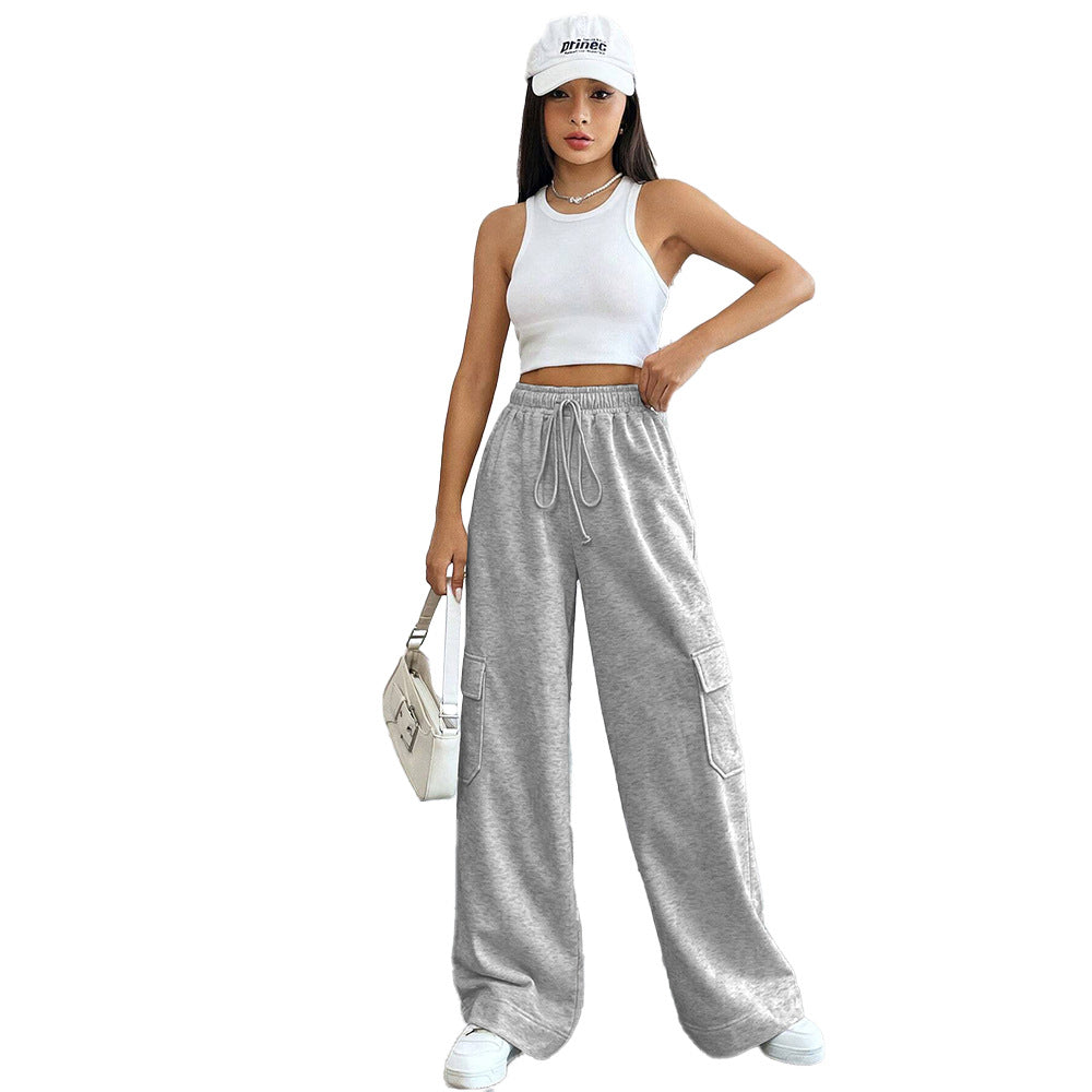 Damen Cargo-Hose Weite Beine Elastischer Bund Norvielle