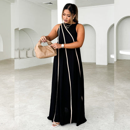 Damen Maxikleid Asymmetrisch Elegante Schnürung
