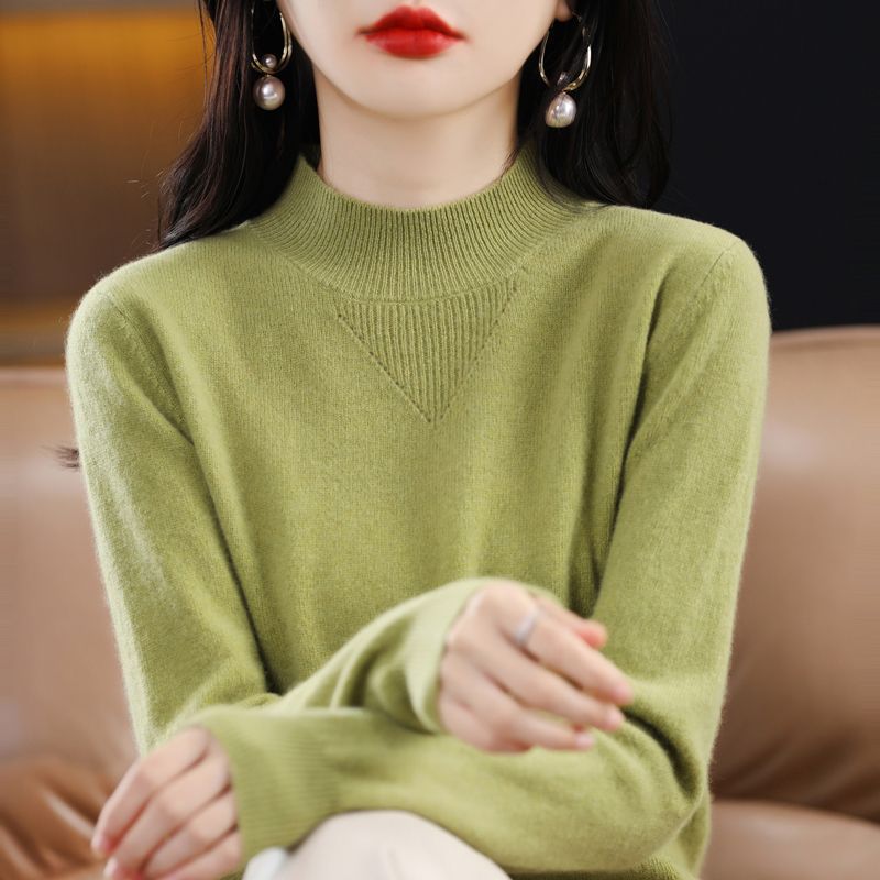 Damen Pullover Feinripp mit hohem Kragen Elegantes Design