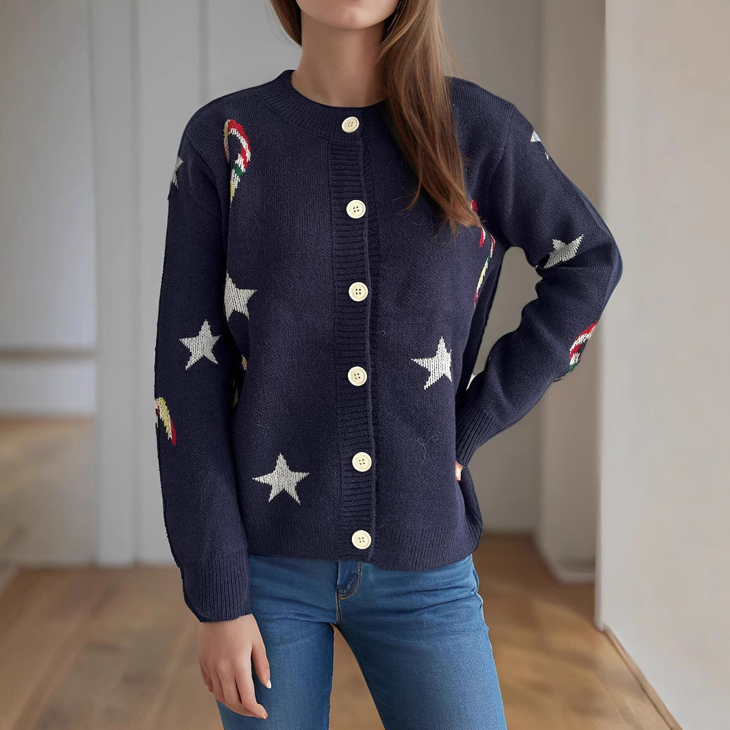 Damen Strickjacke Festlich Designer-Druck Norvielle