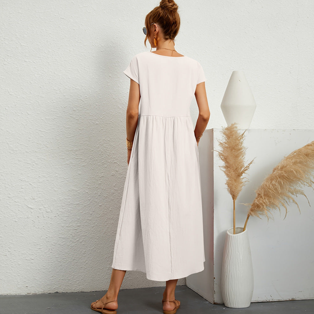 Damen Maxikleid mit Taillierung und Seitentaschen