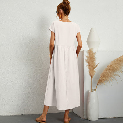 Damen Maxikleid mit Taillierung und Seitentaschen