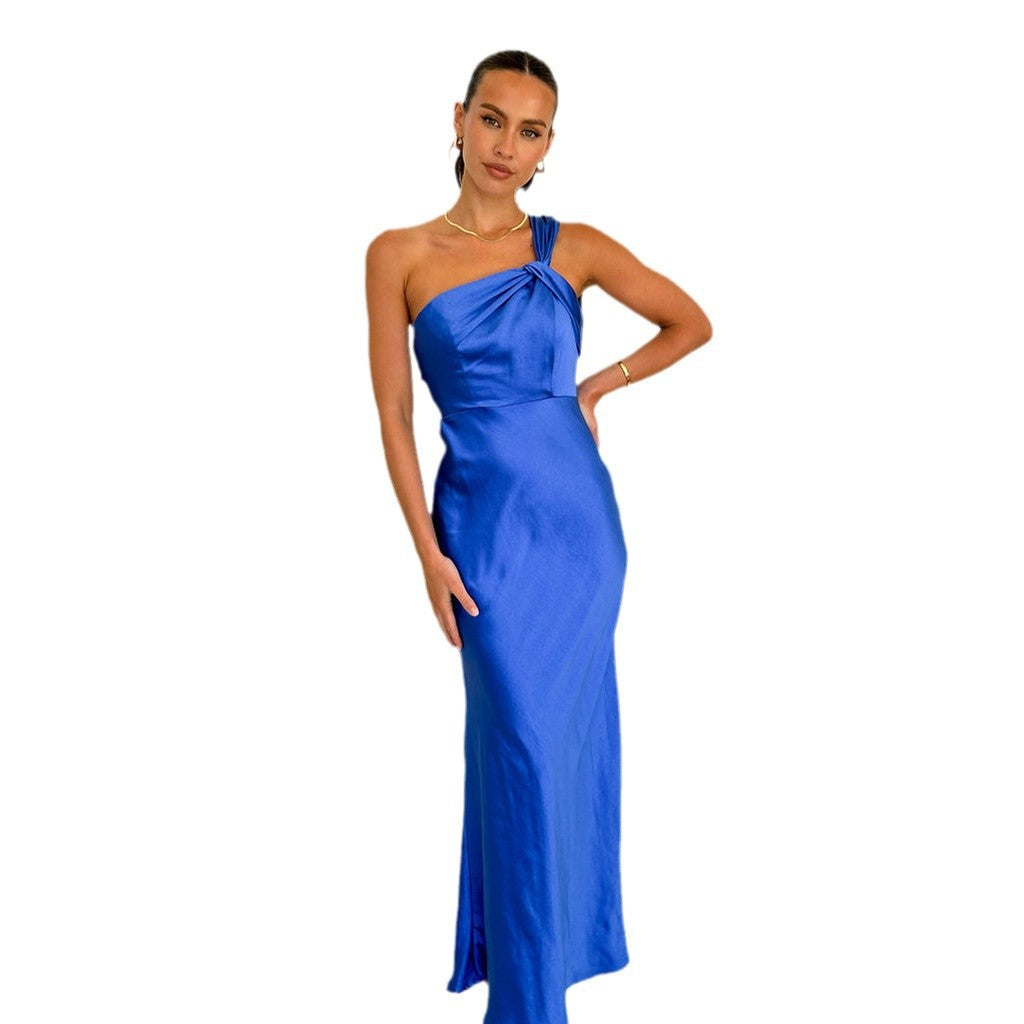 Damen Abendkleid Asymmetrischer Träger Norvielle