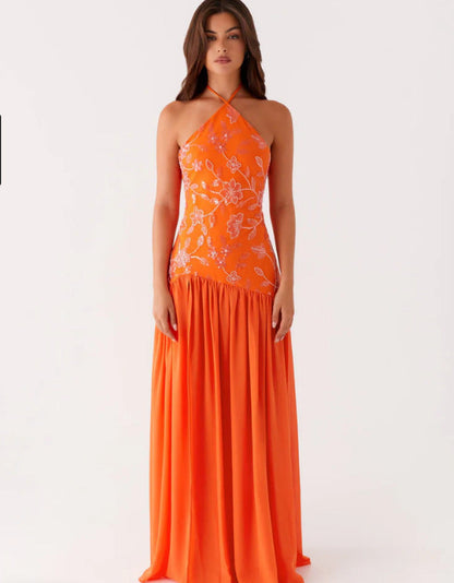 Damen Maxikleid Floralmuster Schwingrock