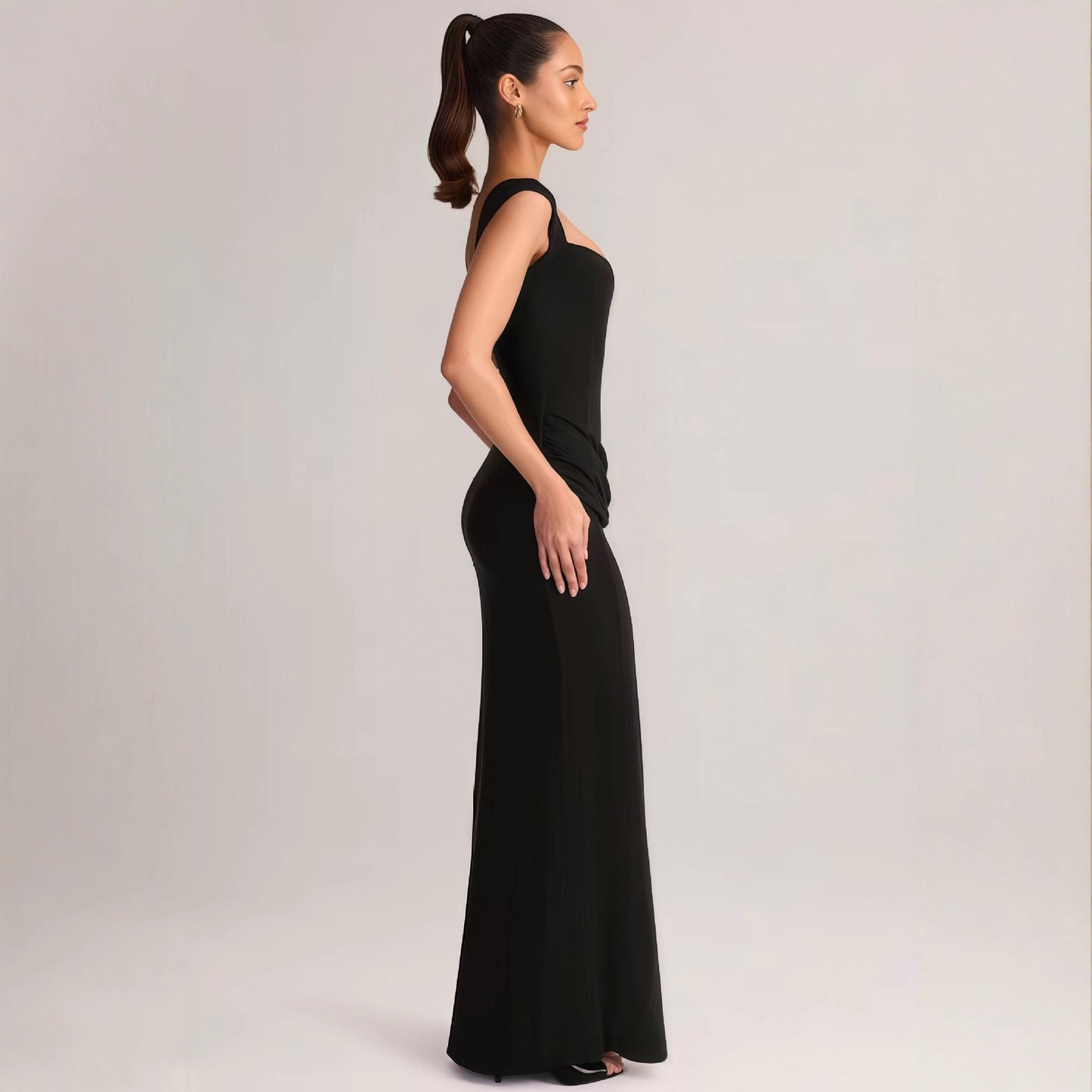Damen Maxikleid V-Ausschnitt Seidenchiffon