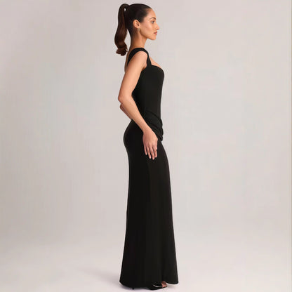 Damen Maxikleid V-Ausschnitt Seidenchiffon