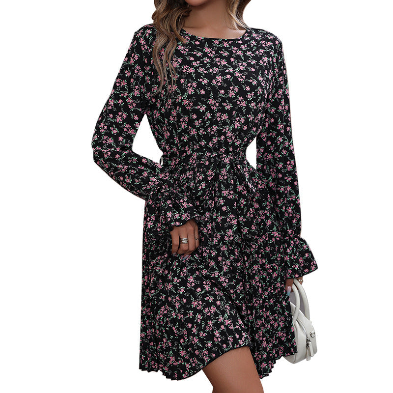 Damen Blumenkleid Wickeldesign Voluminöse Ärmel Norvielle