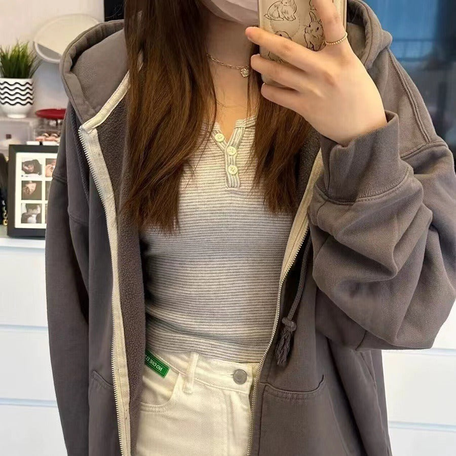Damen Fleecejacke Lässig Hochkragen Reißverschluss Norvielle - Norvielle
