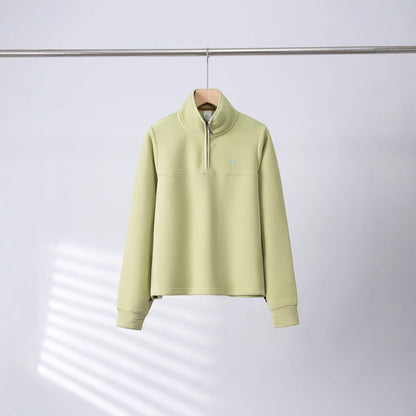 Damen Fleece-Pullover Halb-Reißverschluss Elastische Bündchen