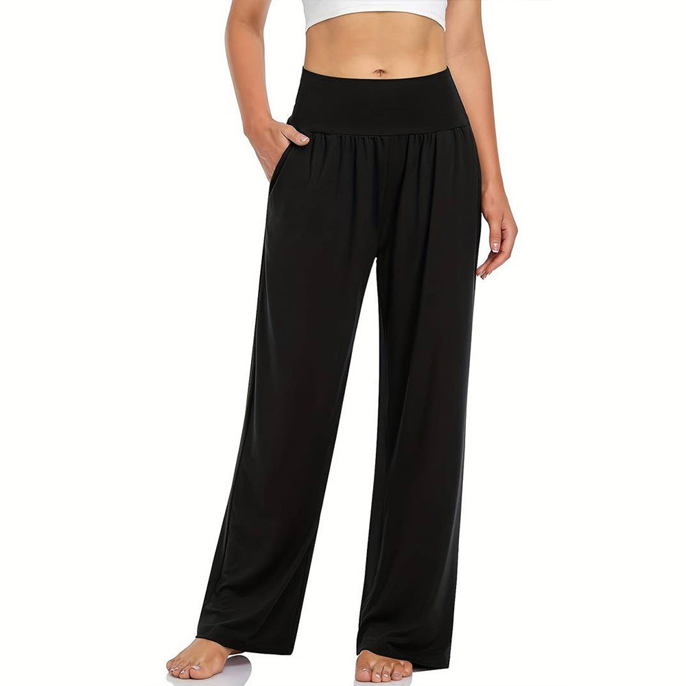 Damen Jerseyhose Elastischer Bund Hochtailliert Schwarz - Norvielle
