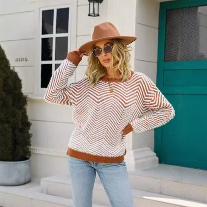 Damen Pullover Chevron Muster Norvielle