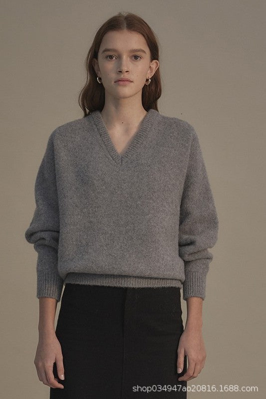 Damen Pullover V-Ausschnitt Weiches Strick Norvielle