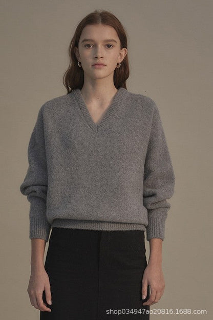 Damen Pullover V-Ausschnitt Weiches Strick Norvielle