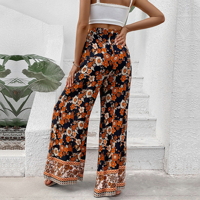 Damen Blumenhosen Weite Bein Norvielle