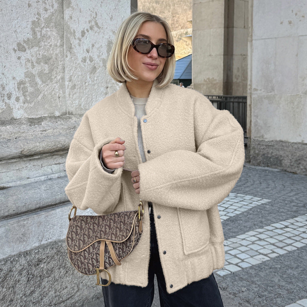 Damen Oversized Fleecejacke Knopfverschluss Norvielle - Norvielle