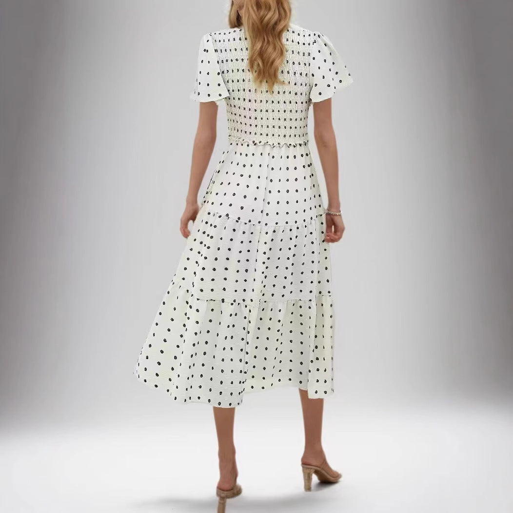 Damen Midi-Kleid Elastisch Rüschen Norvielle